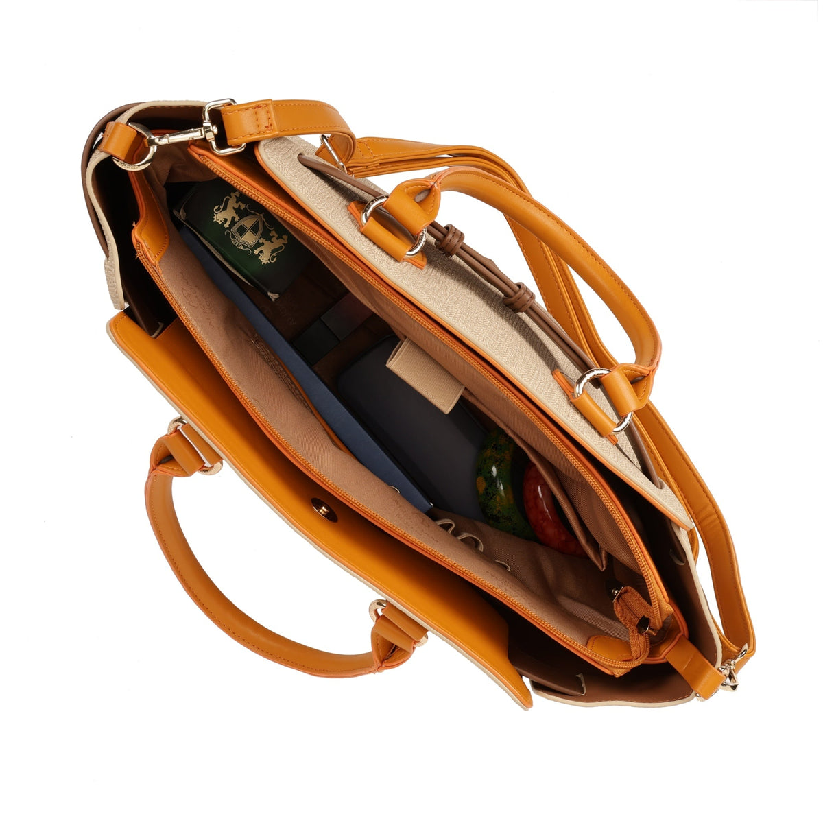Magnolia PU Leather Women Khaki Tote Bag