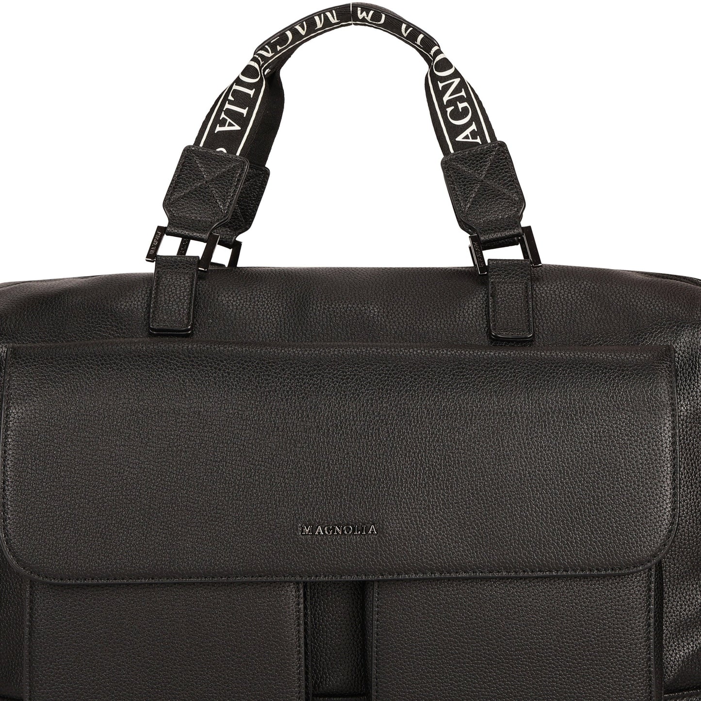 Magnolia PU Leather Women Black Handbag