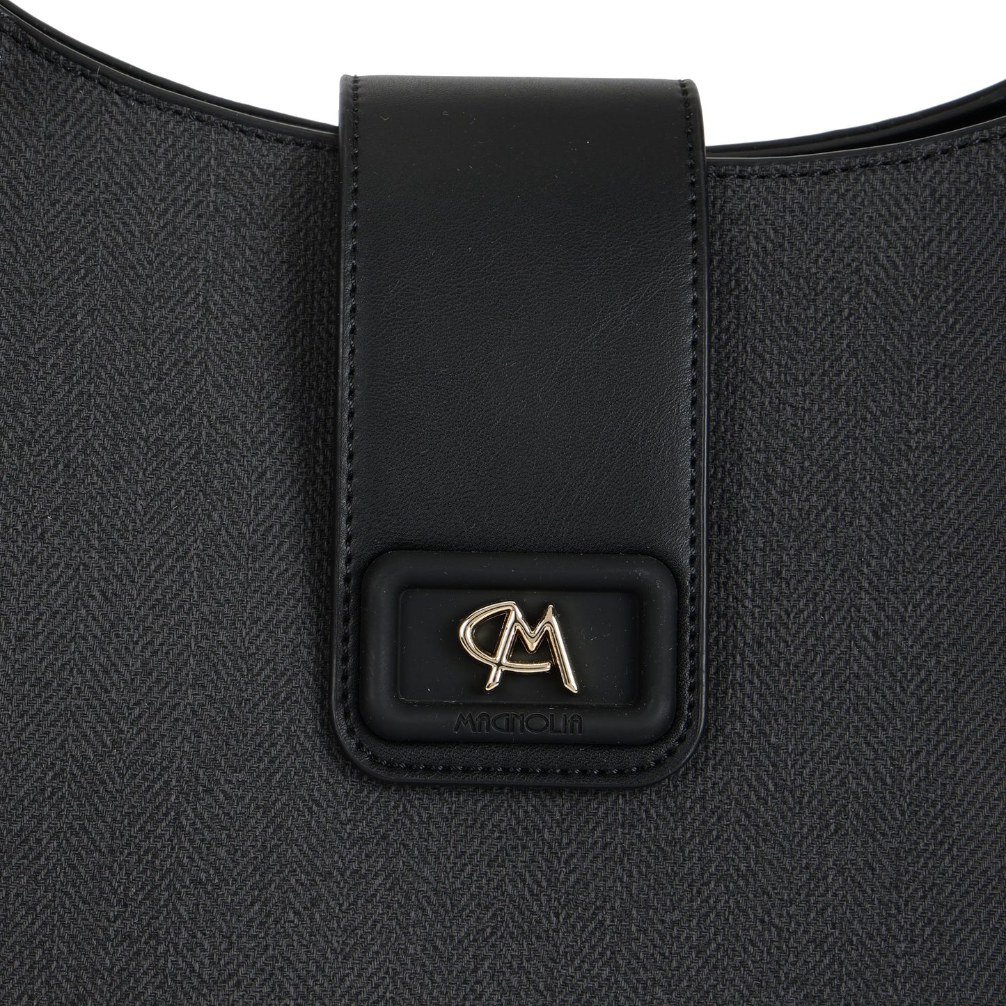 Magnolia PU Leather Women Black Shoulder Bag