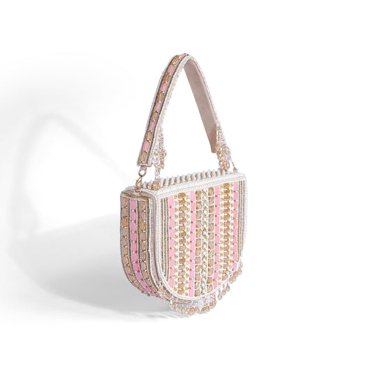 Magnolia Pink Velvet Gillter Women Clutch
