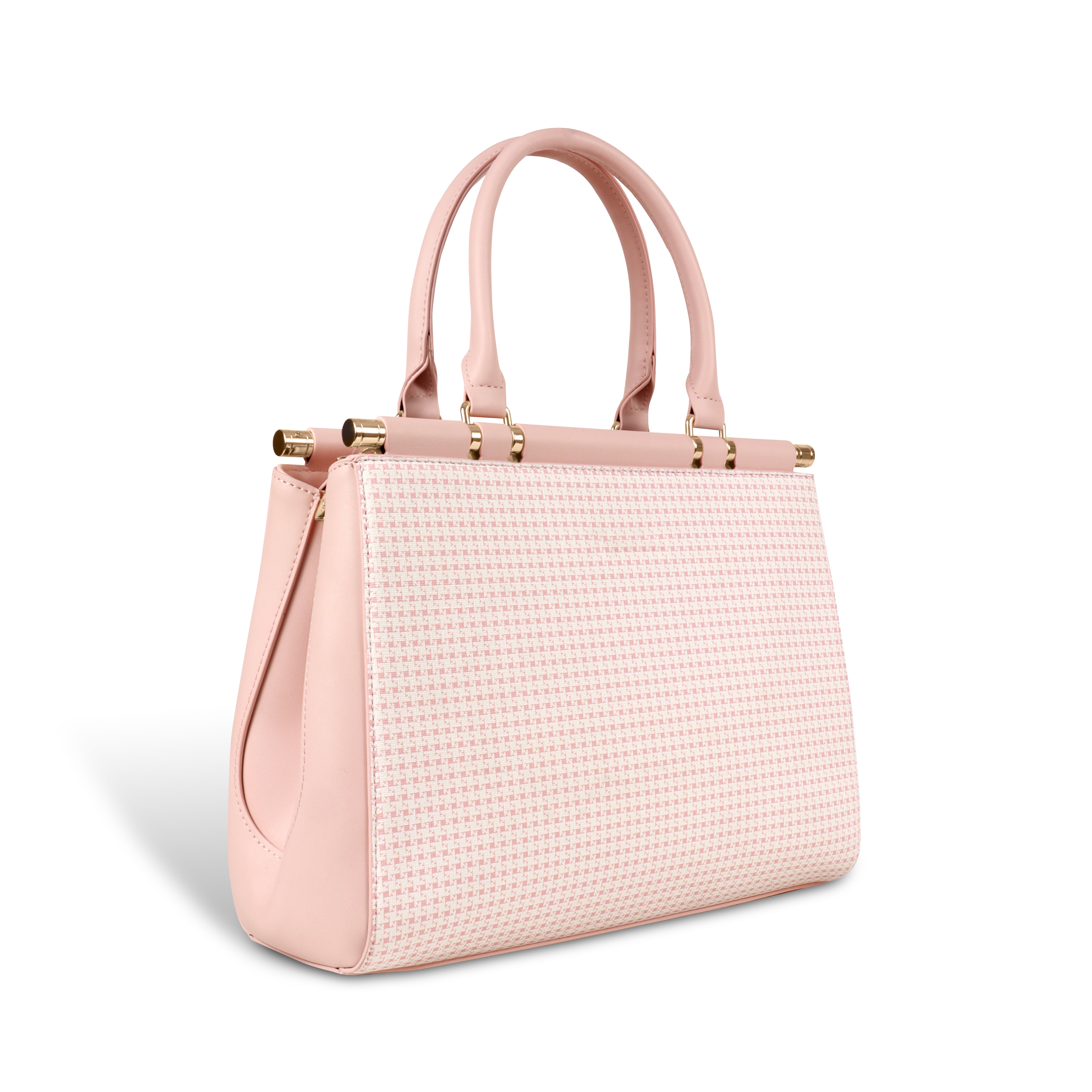 Magnolia Woven Texture Handbag | Pastel Pink | 10L Storage | Adjustable Strap | Spacious Interior