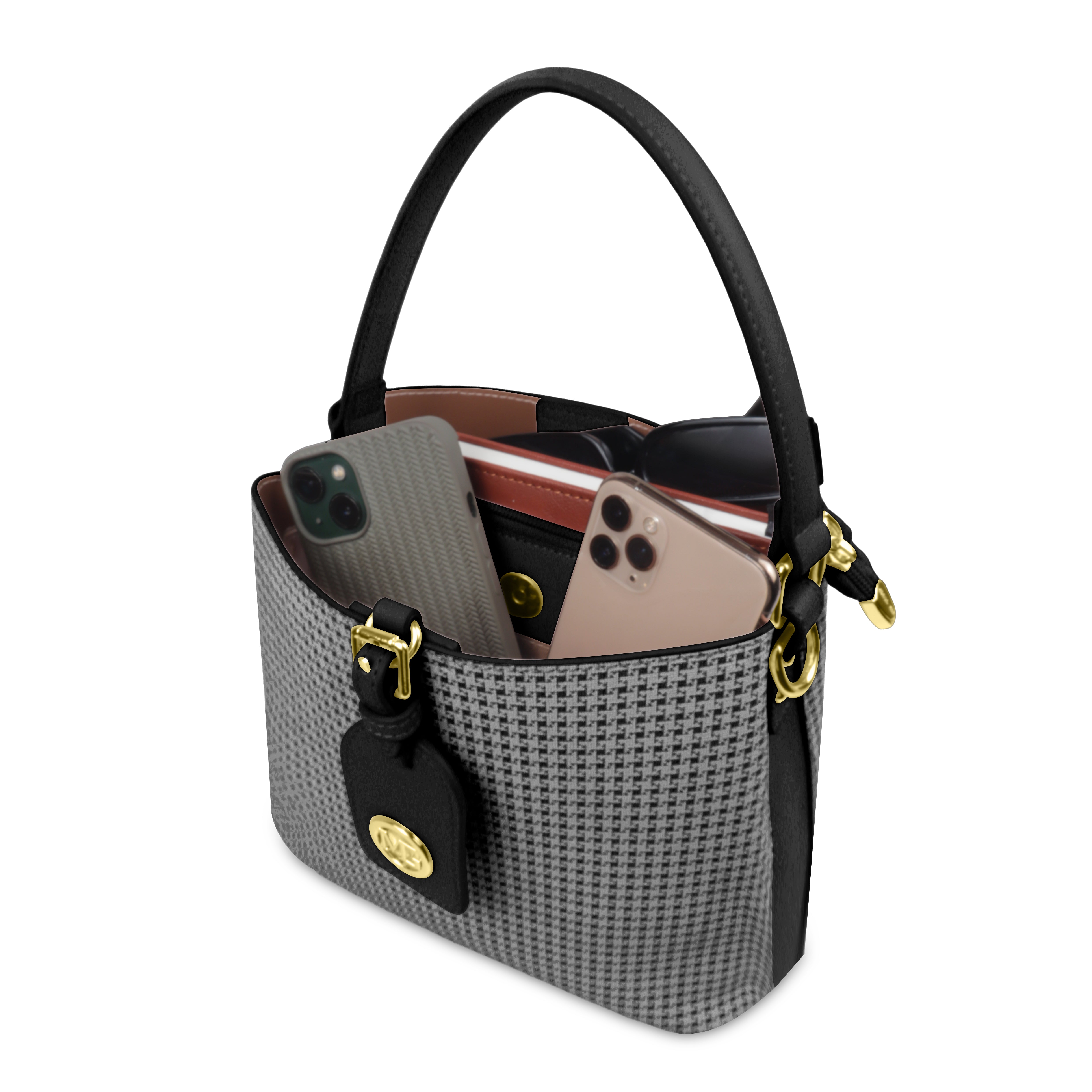 Magnolia Premium Textured Handbag for Women with Detachable Sling Strap