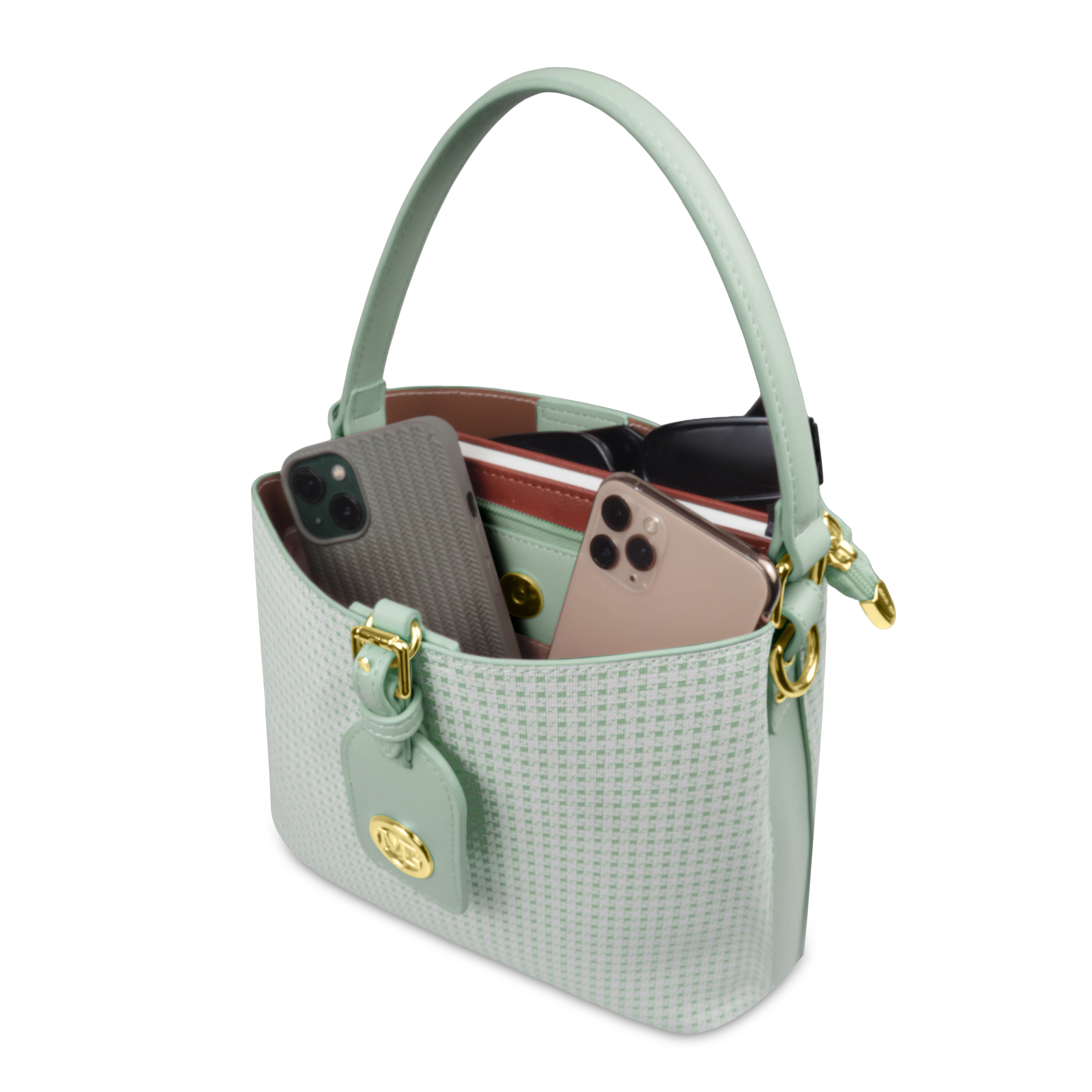 Magnolia Premium Textured Handbag for Women with Detachable Sling Strap