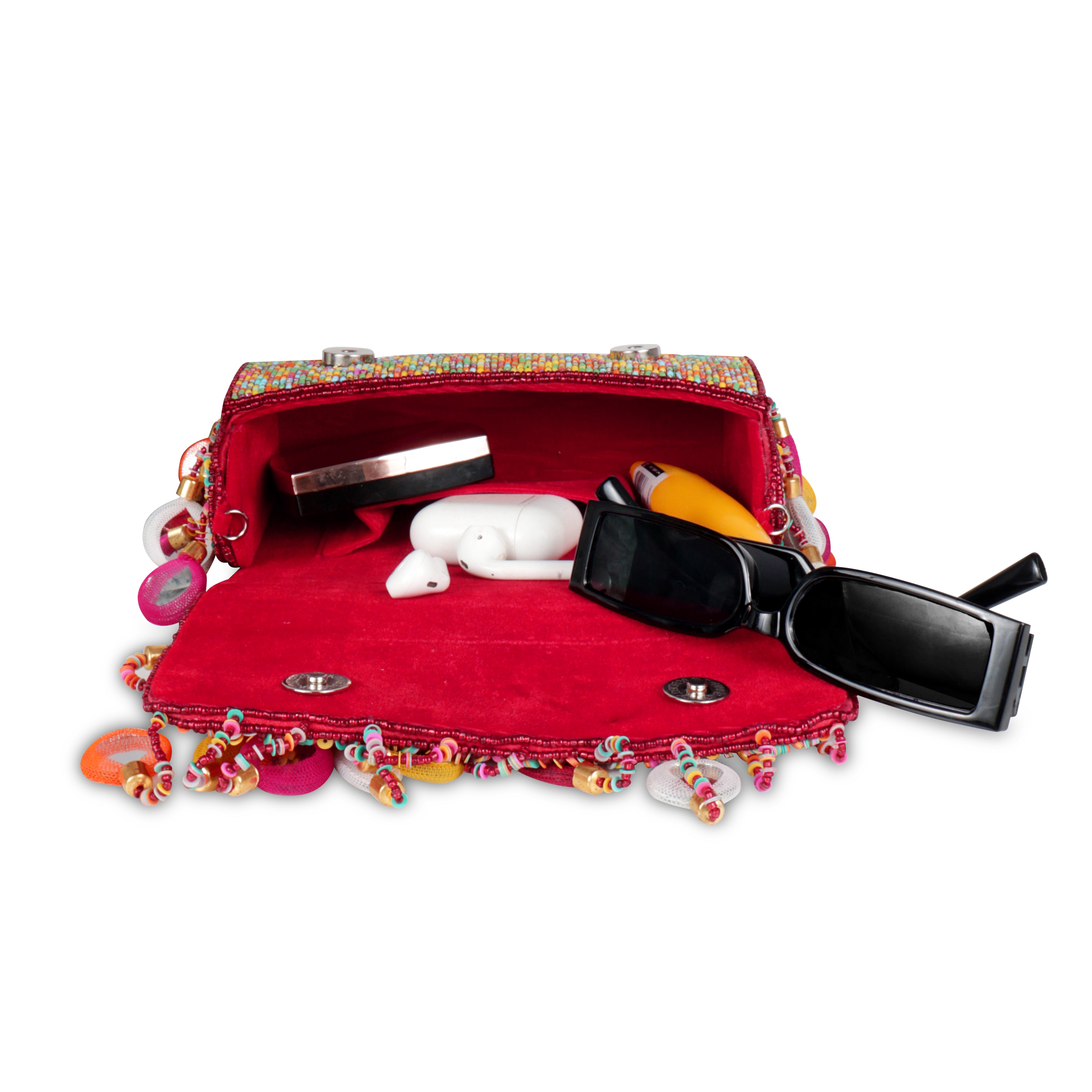 Magnolia Luxe Hot Pink Multicolor Velvet Clutch – Bridal, Festive & Party Wear