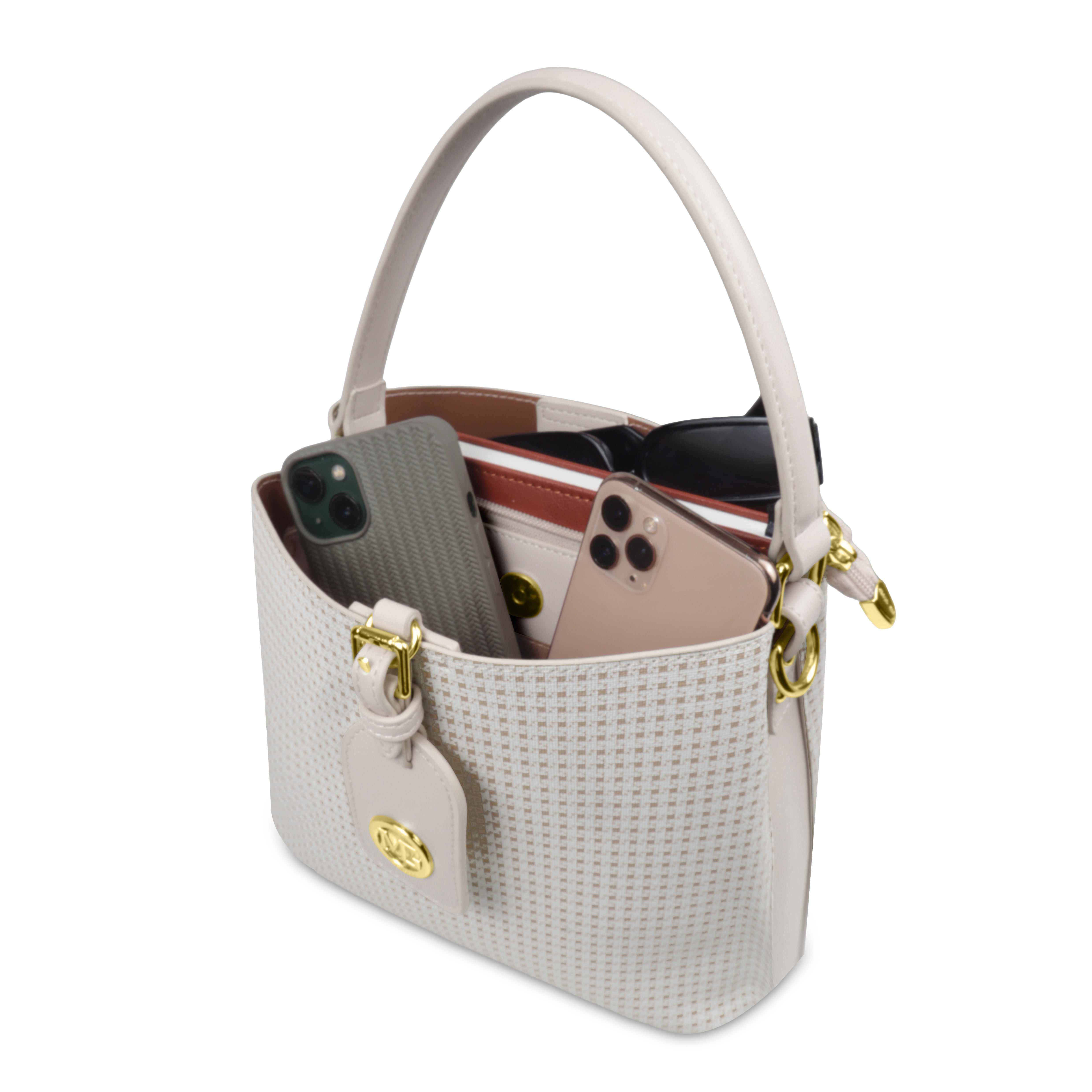 Magnolia Premium Textured Handbag for Women with Detachable Sling Strap