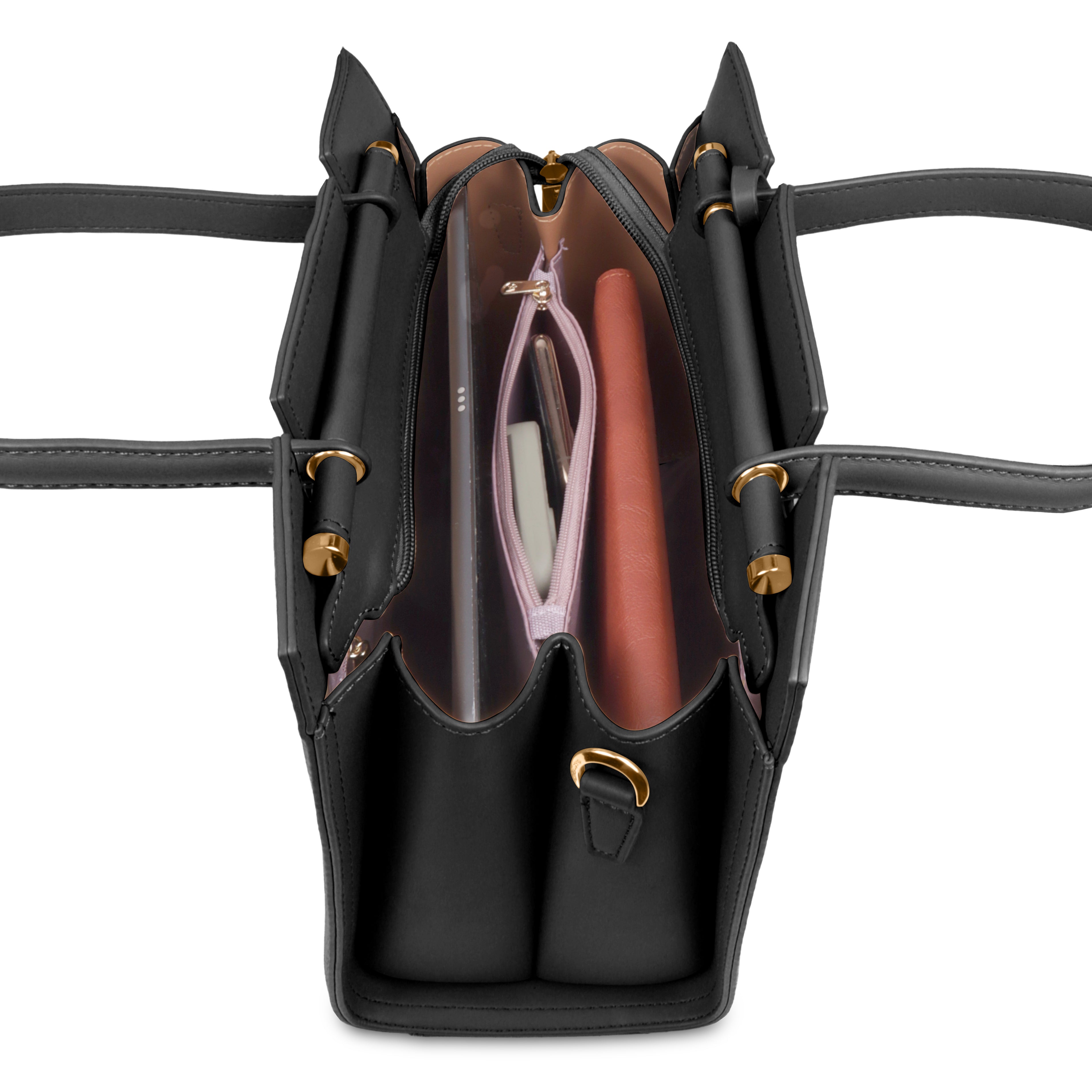 Magnolia Women’s Handbag – 9.5L Spacious Faux Leather Tote in Black