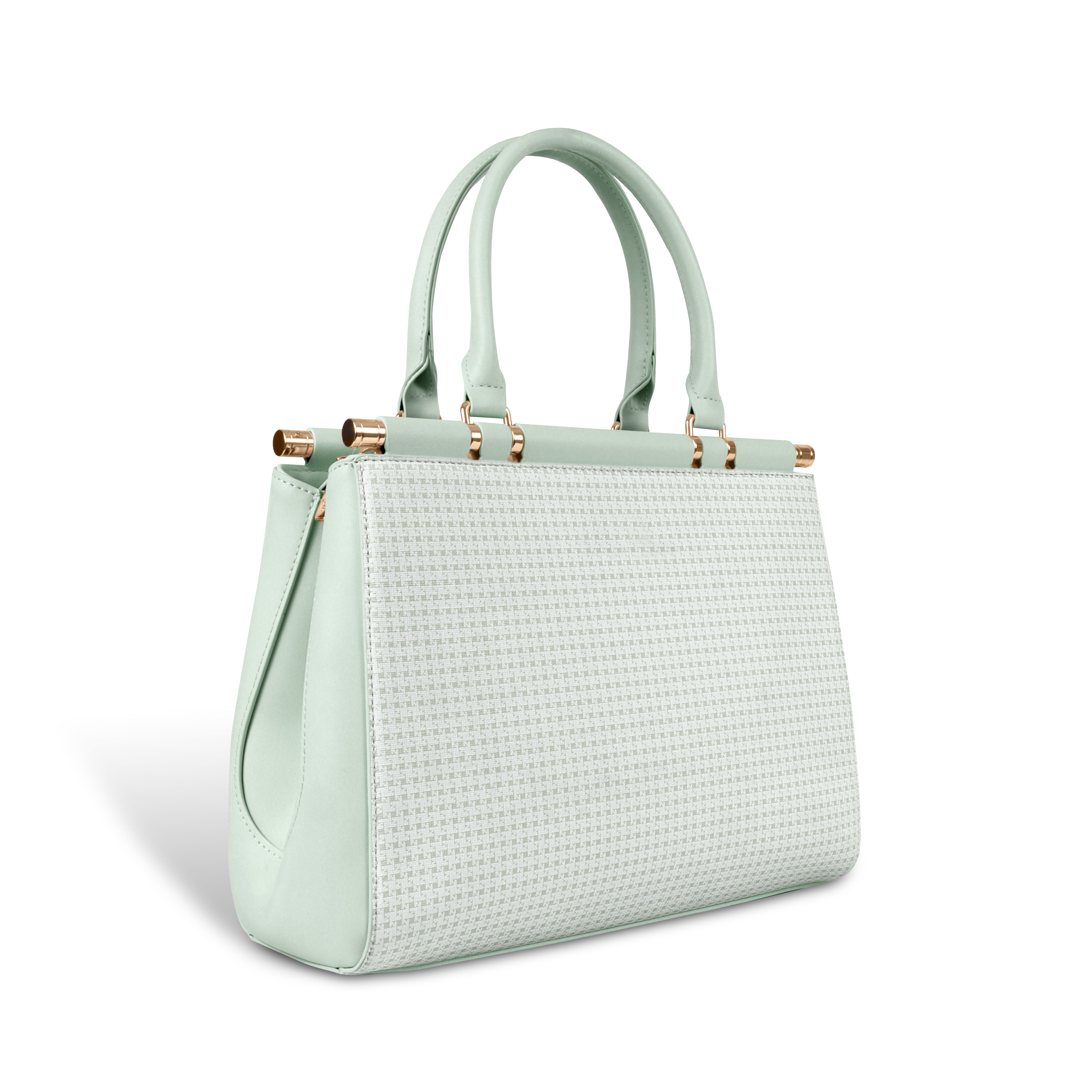 Magnolia Woven Texture Handbag | Mint Green & White | 10L Storage | Adjustable Strap | Spacious Interior