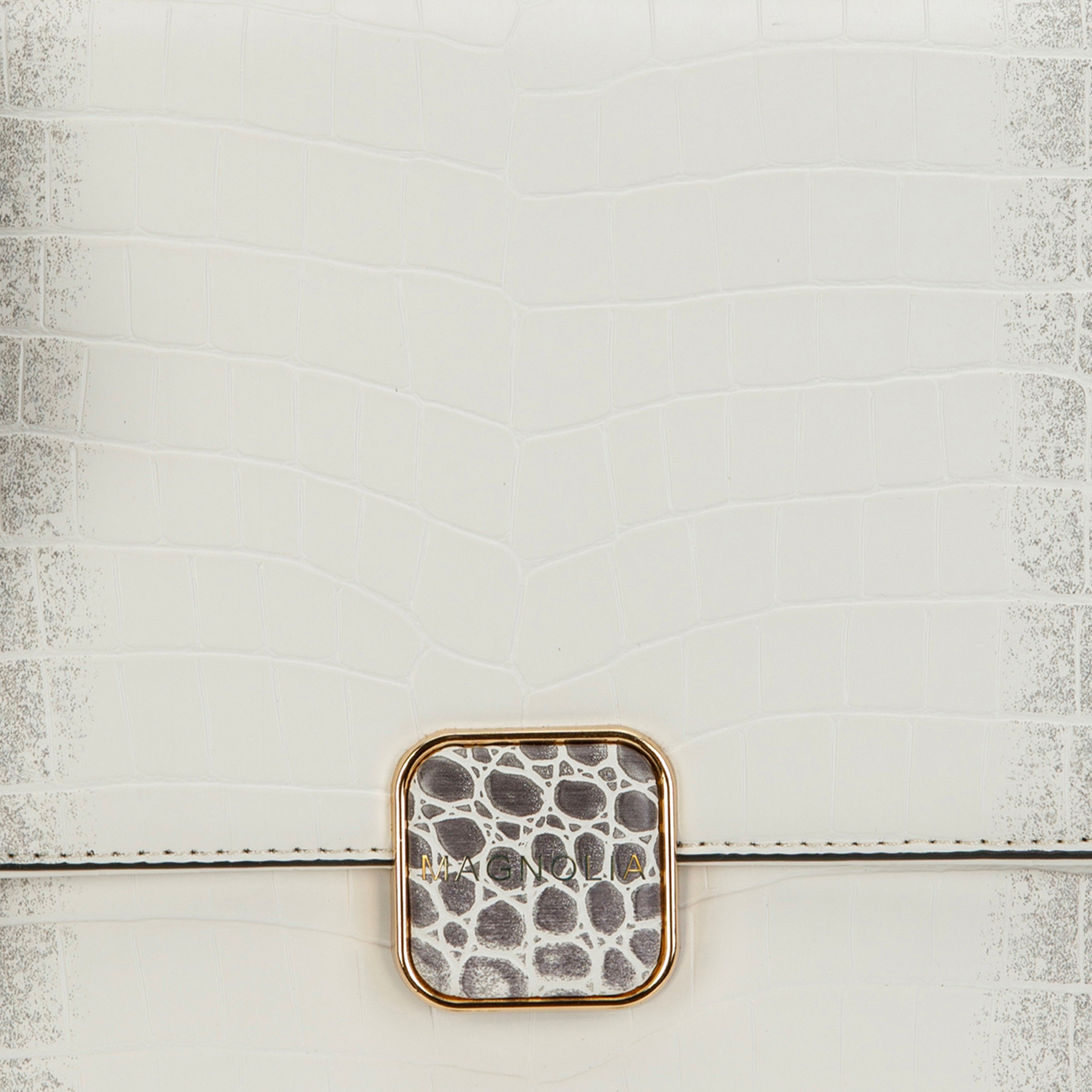Magnolia Luxe Croco Texture Satchel – Elegant Handbag with Gold Accents