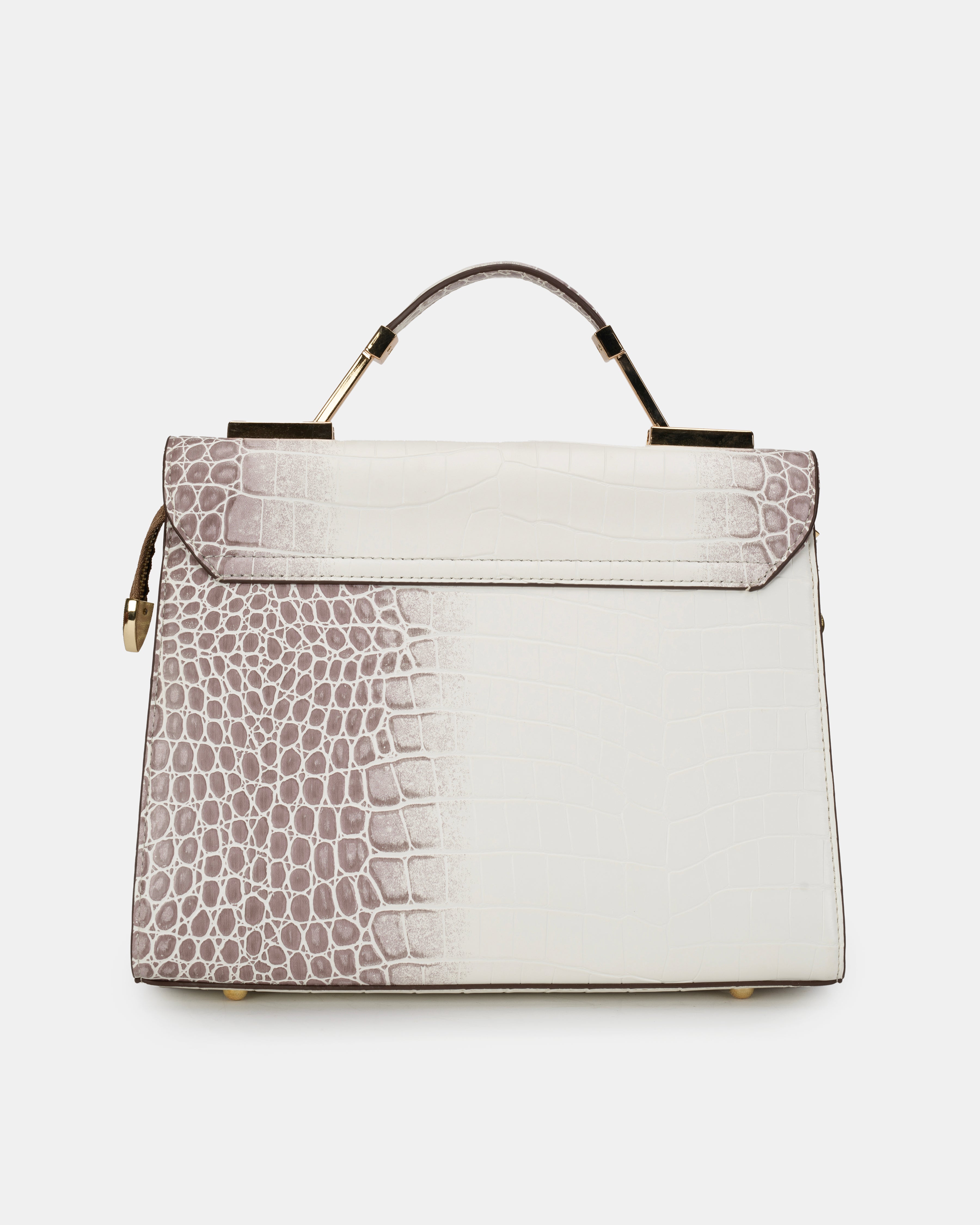 Magnolia Luxe Croco Texture Satchel – Elegant Handbag with Gold Accents
