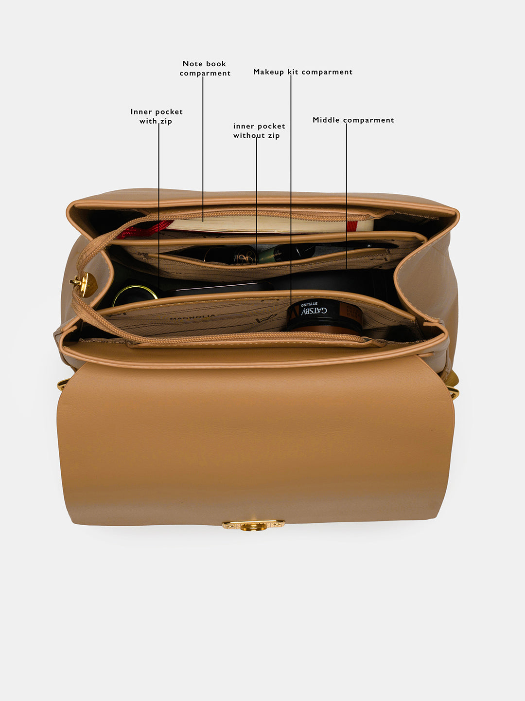 Magnolia Stylish PU Leather Backpack | 3 Compartments | Trendy & Spacious | Women’s Casual & Work Bag