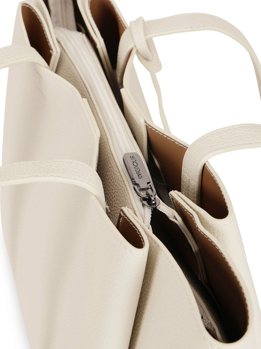 Magnolia PU Leather Women Beige Tote Bag