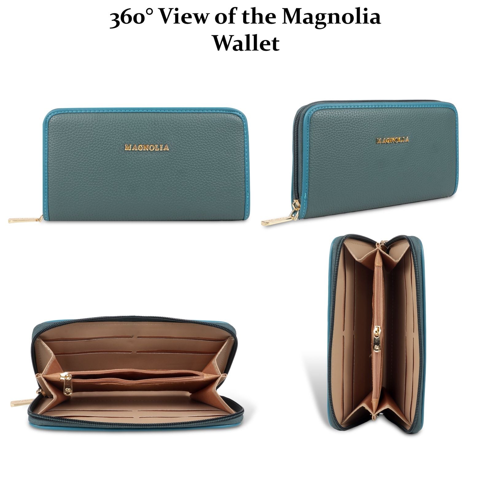 Magnolia Stylish Faux Leather Blue Wallet for Women – Everyday & Formal Use