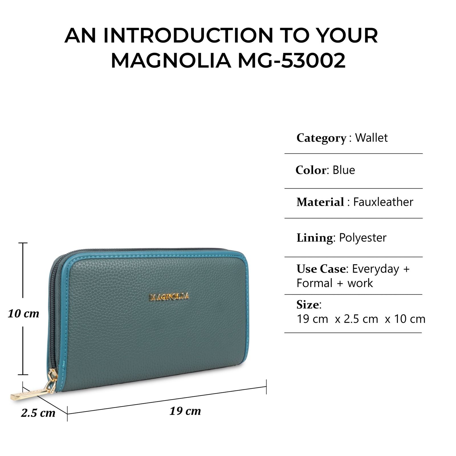 Magnolia Stylish Faux Leather Blue Wallet for Women – Everyday & Formal Use