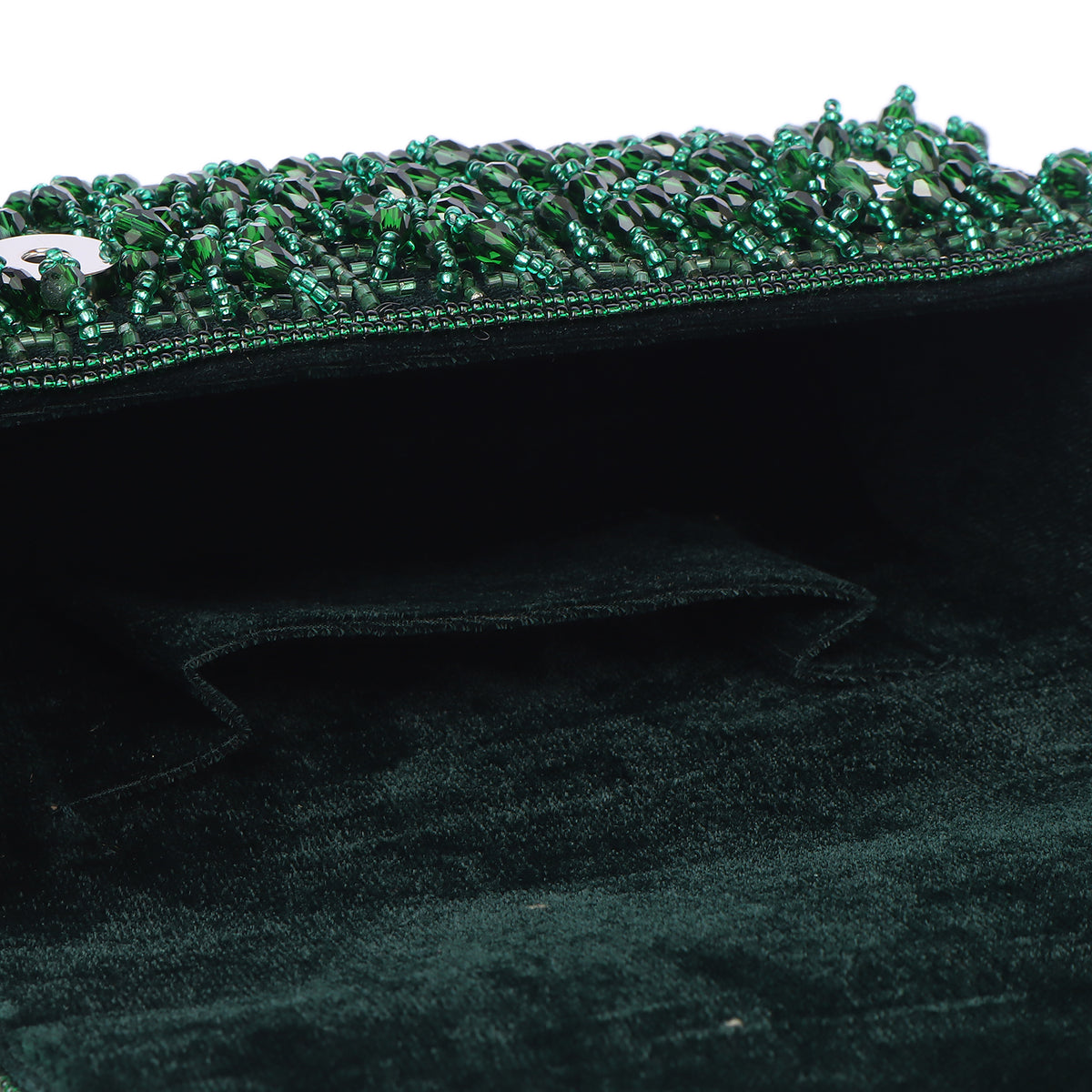 Magnolia Green Velvet Embellished Women Clutch