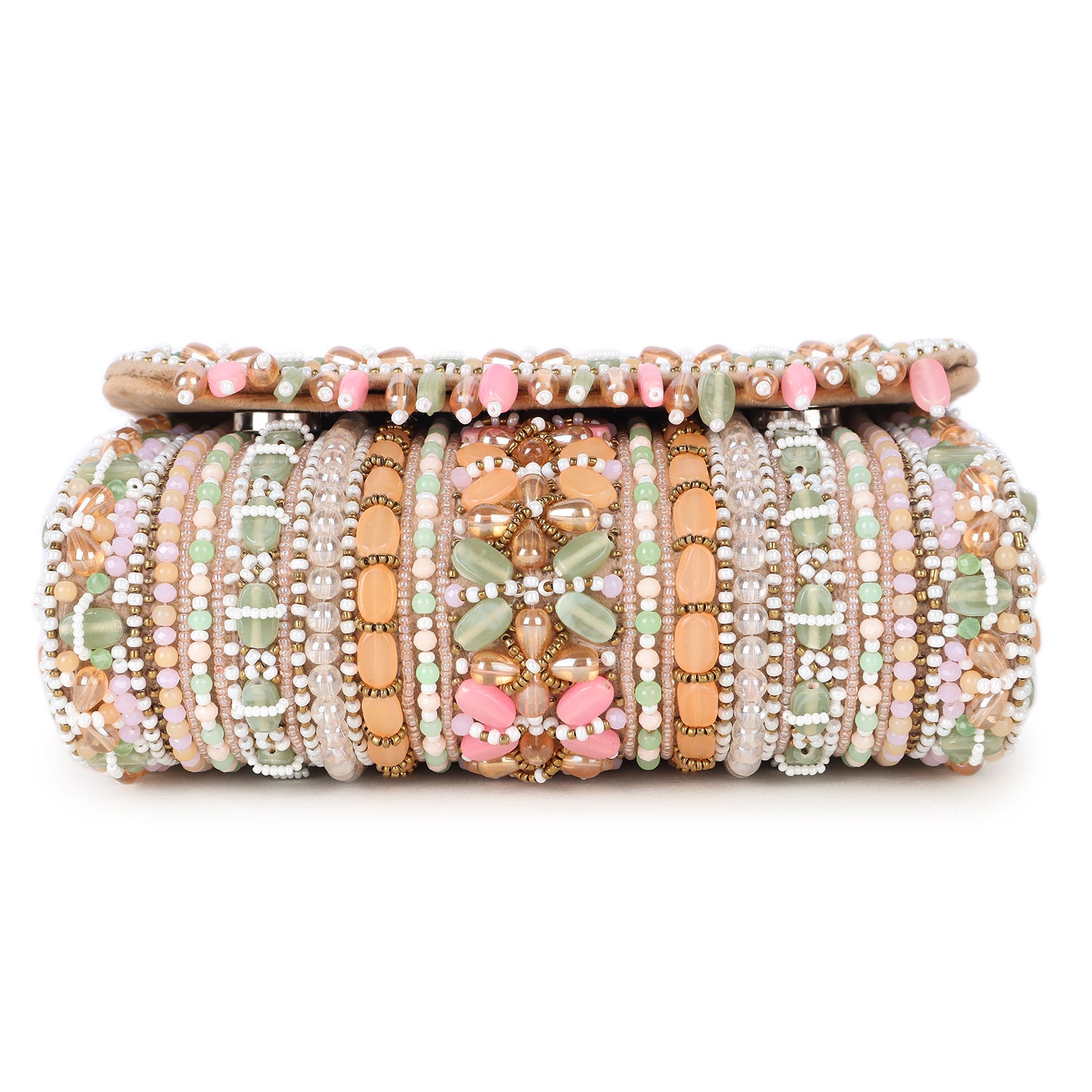 Pastel Suede Embellished Clutch