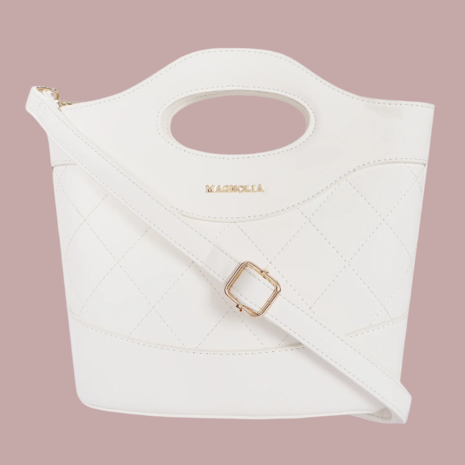Magnolia Sophia Quilted Bucket Bag White