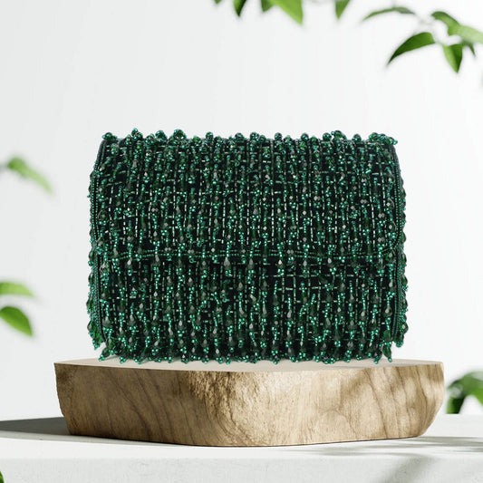 Magnolia Green Velvet Embellished Women Clutch