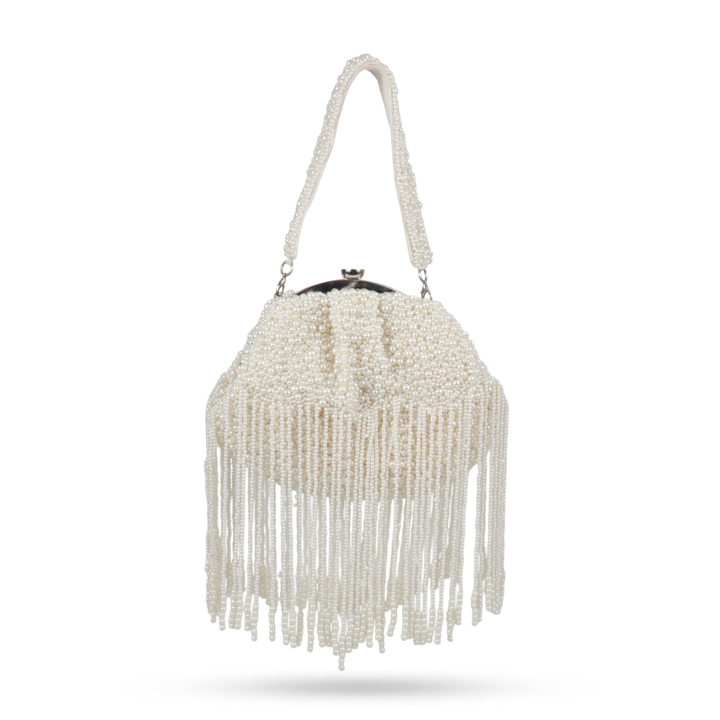 Magnolia White Velvet Embellished Women Clutch