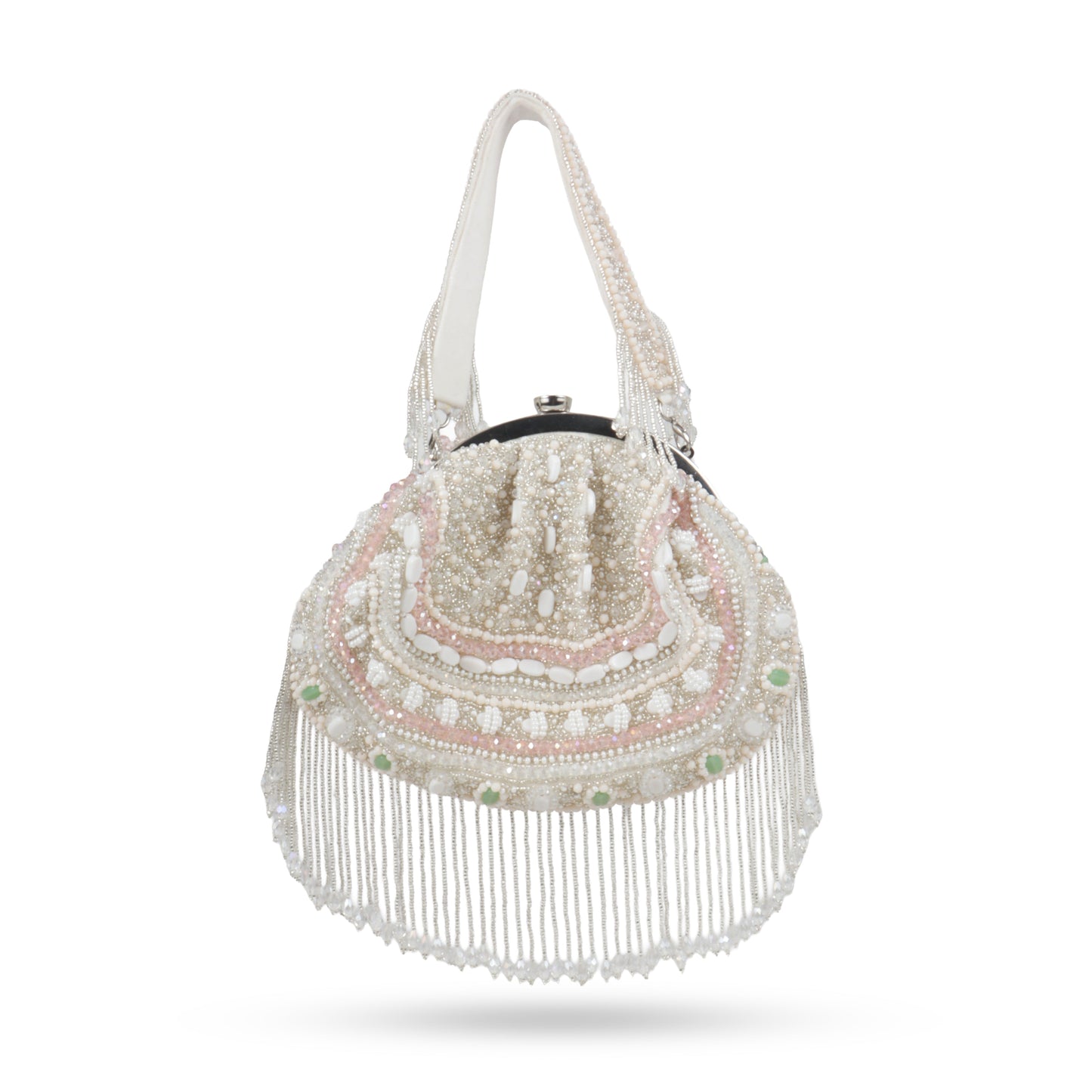 Magnolia White Velvet Embellished Women Clutch