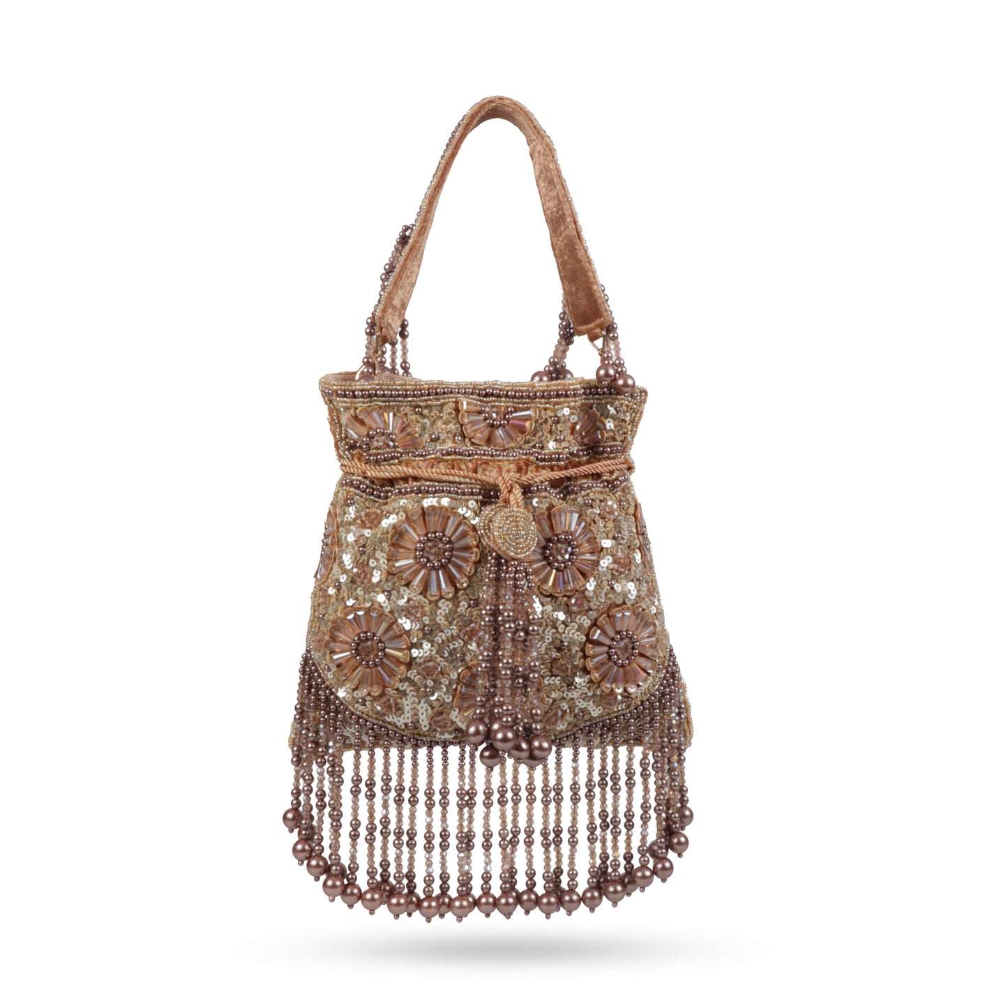 Magnolia Brown Velvet Embellished Women Potli