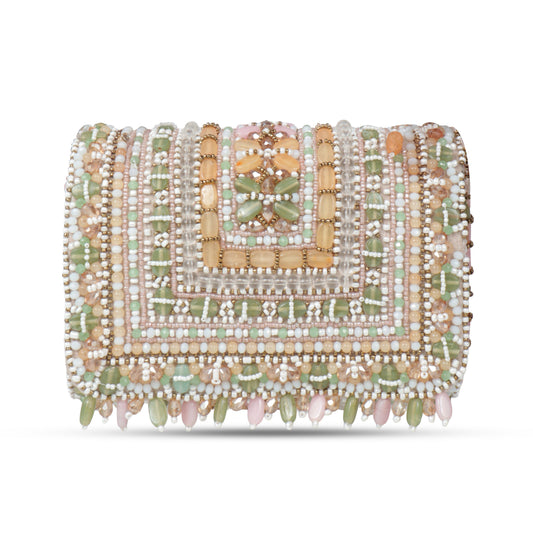Magnolia Multi Velvet Embellished Women Clutch