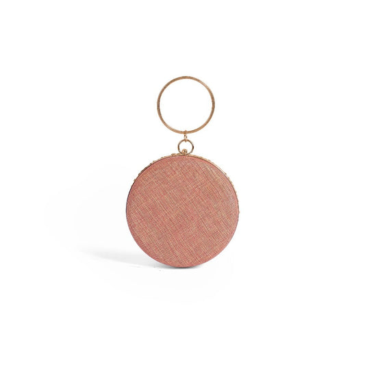 Magnolia Pink Jute Embellished Women Clutch