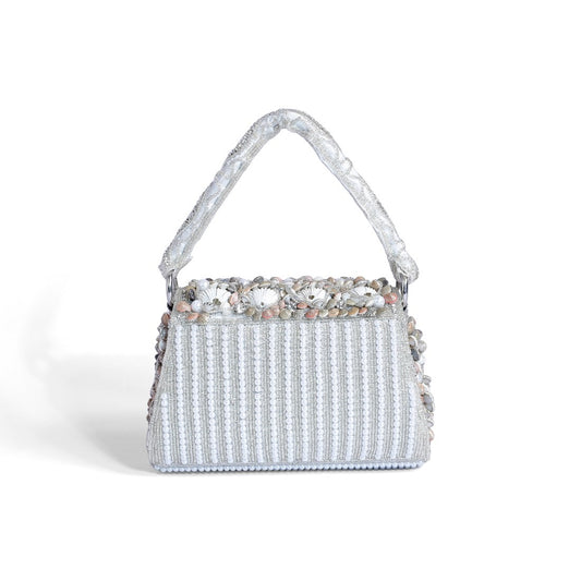 Magnolia White Velvet Embellishment Women Clutch