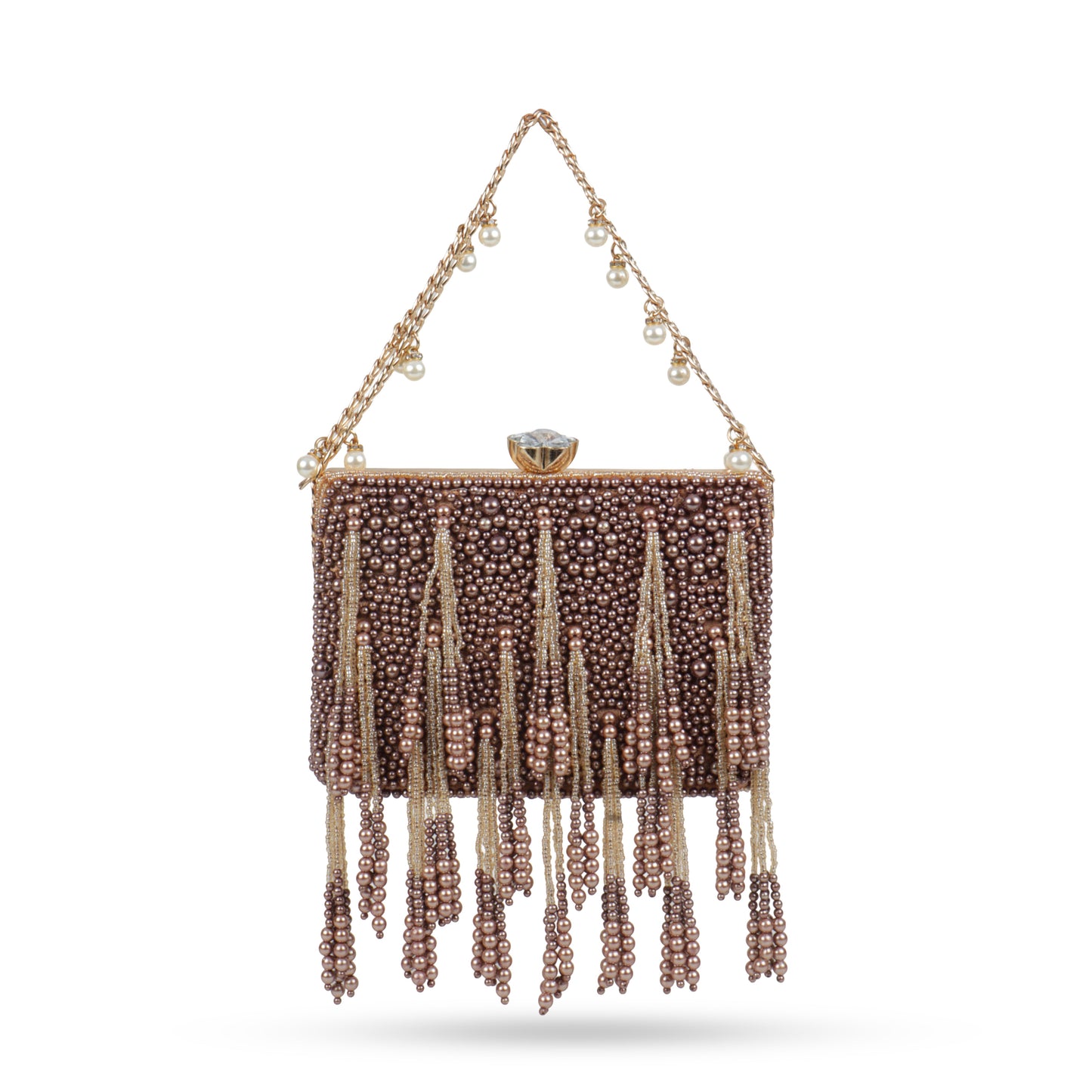 Magnolia Copper Velvet Embellished Women Clutch