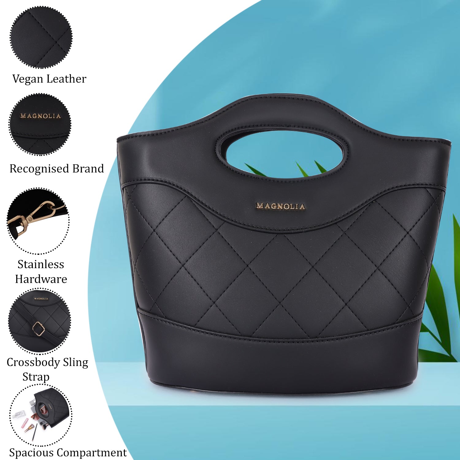 Magnolia Women Black Satchel