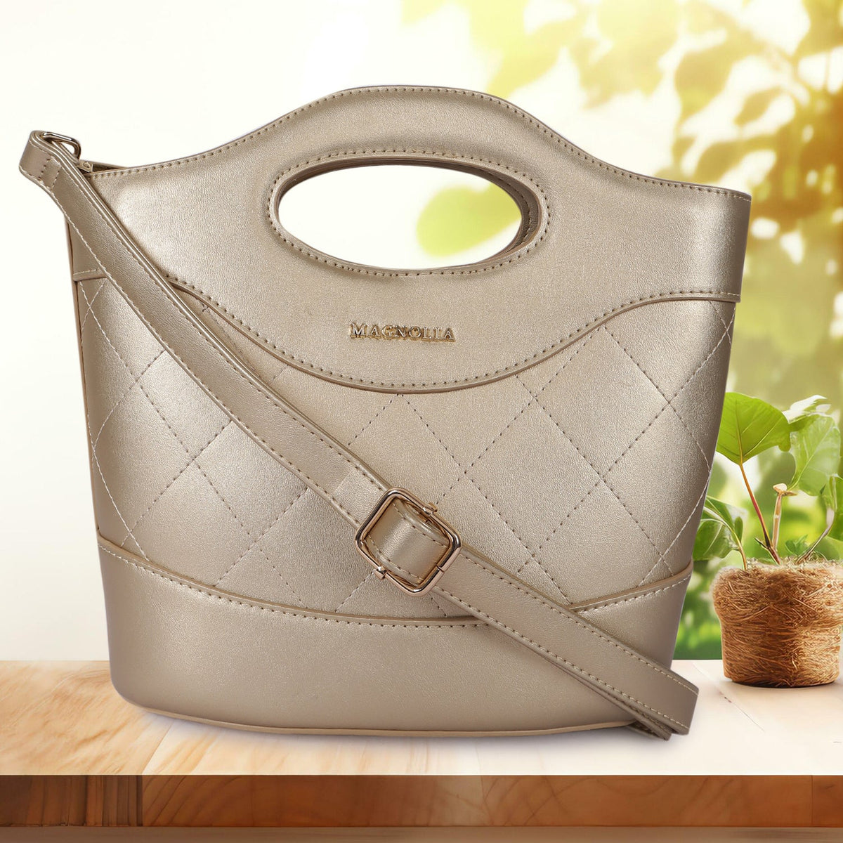 Magnolia Women Gold Satchel