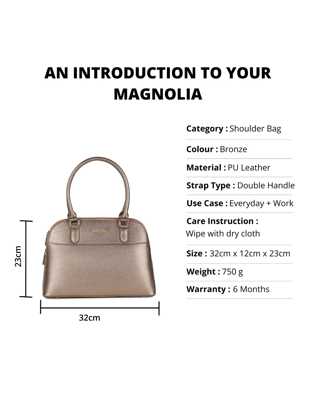 Magnolia Bronze PU Leather Solid One Size Women Shoulder Bag