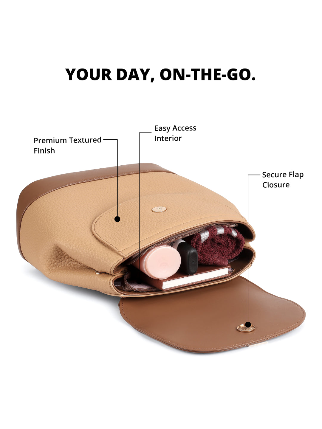 Magnolia Khaki PU Leather Solid One Size Women Backpack