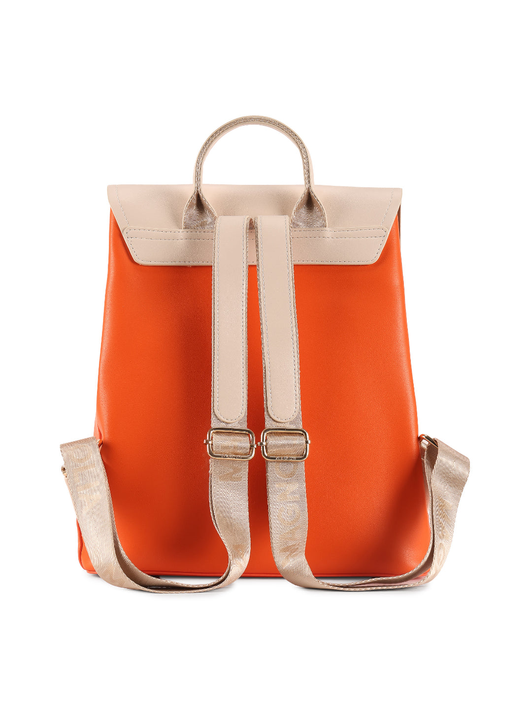 Magnolia Orange PU Leather Solid One Size Women Backpack