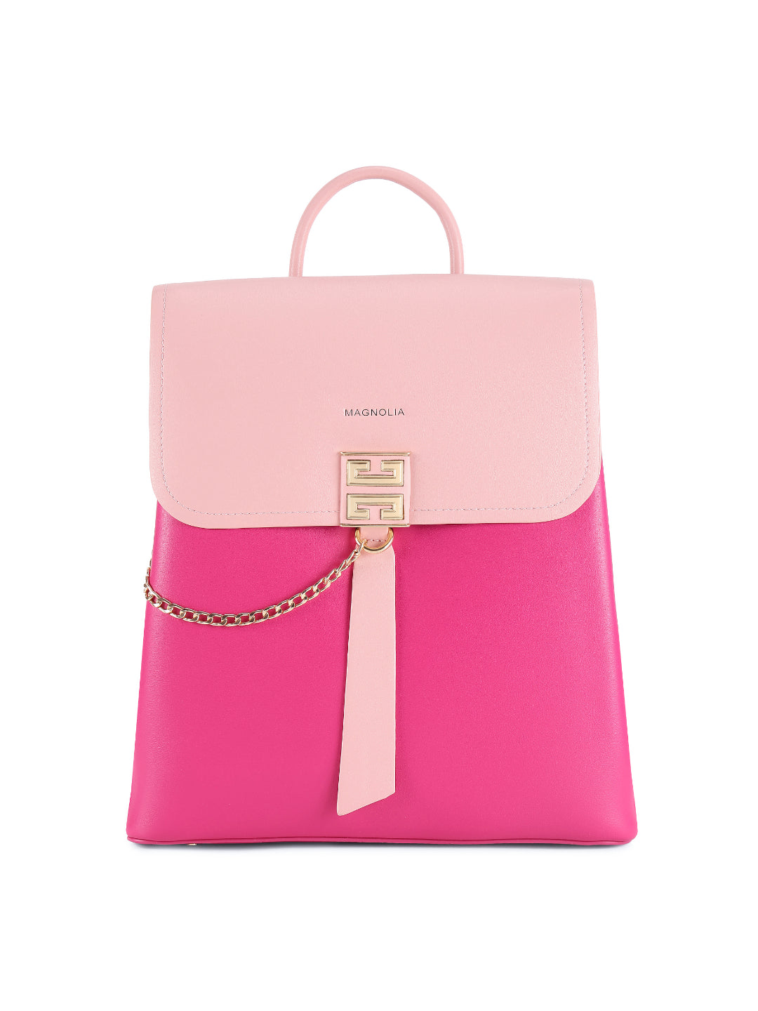 Magnolia Pink PU Leather Solid One Size Women Backpack