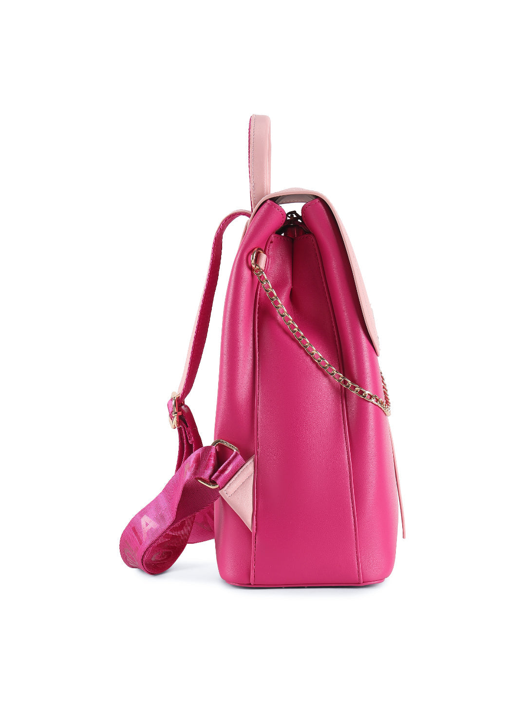 Magnolia Pink PU Leather Solid One Size Women Backpack