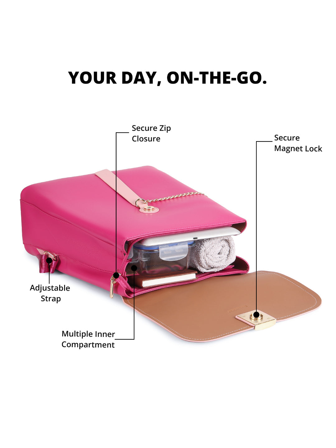 Magnolia Pink PU Leather Solid One Size Women Backpack