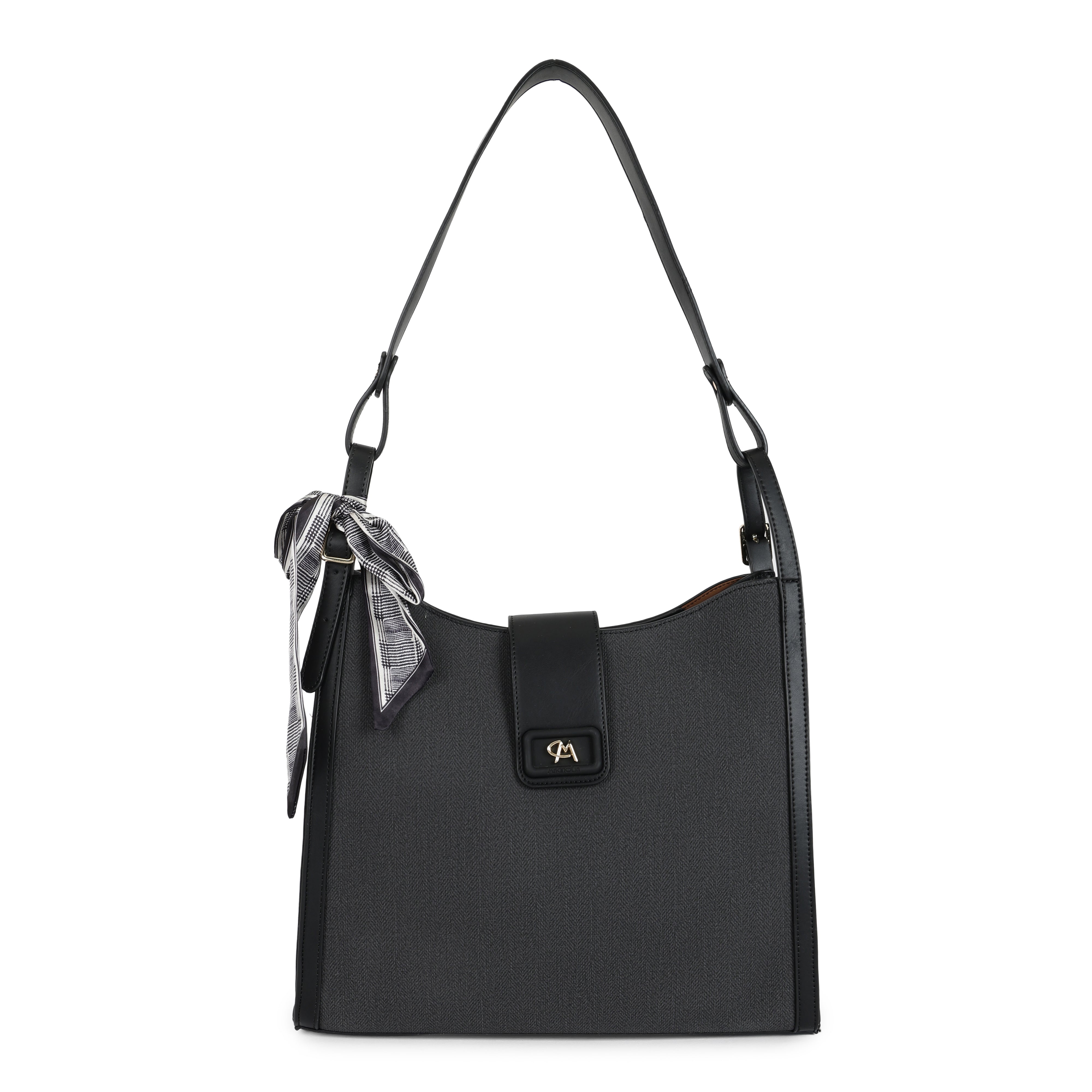 Magnolia PU Leather Women Black Shoulder Bag