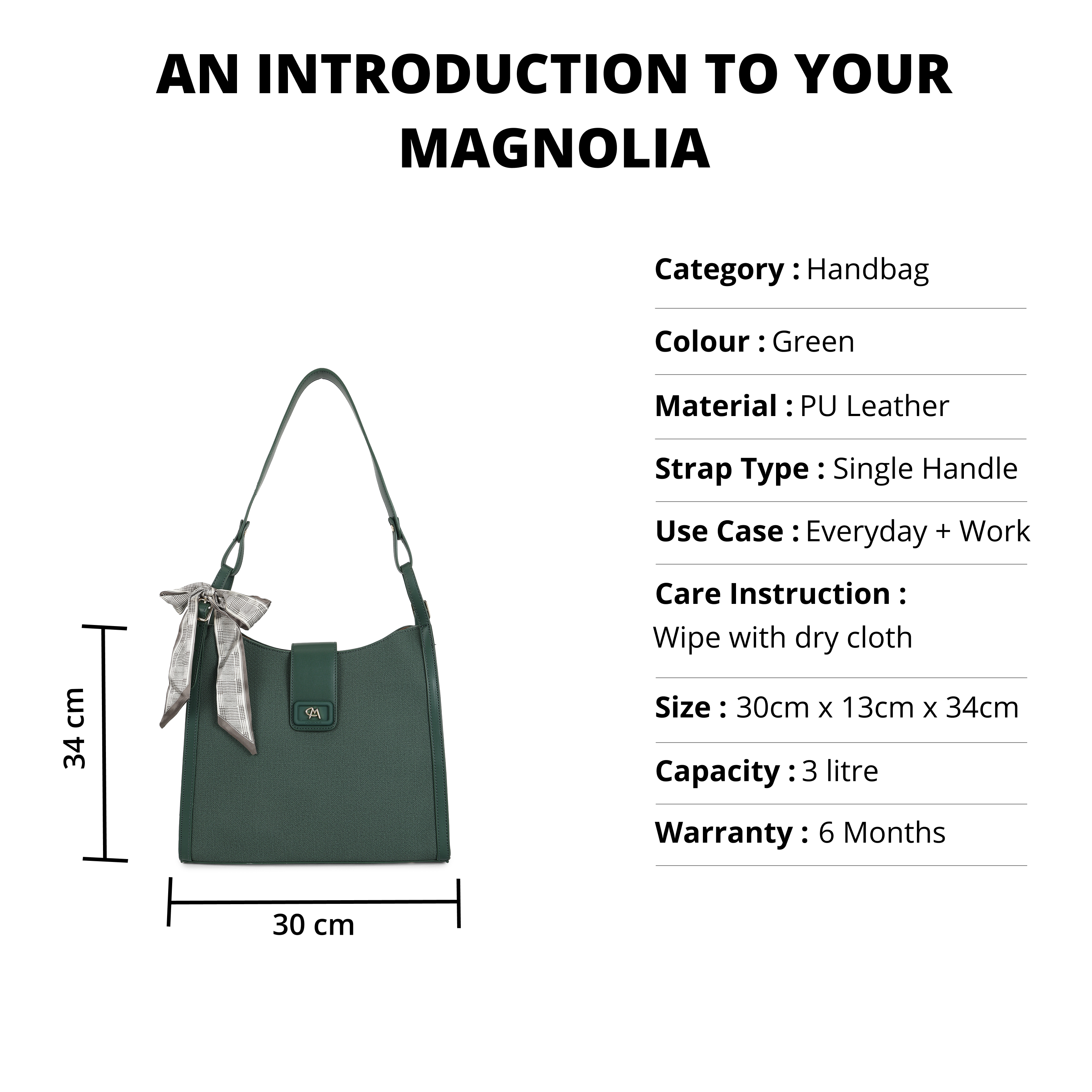 Magnolia PU Leather Women Green Shoulder Bag
