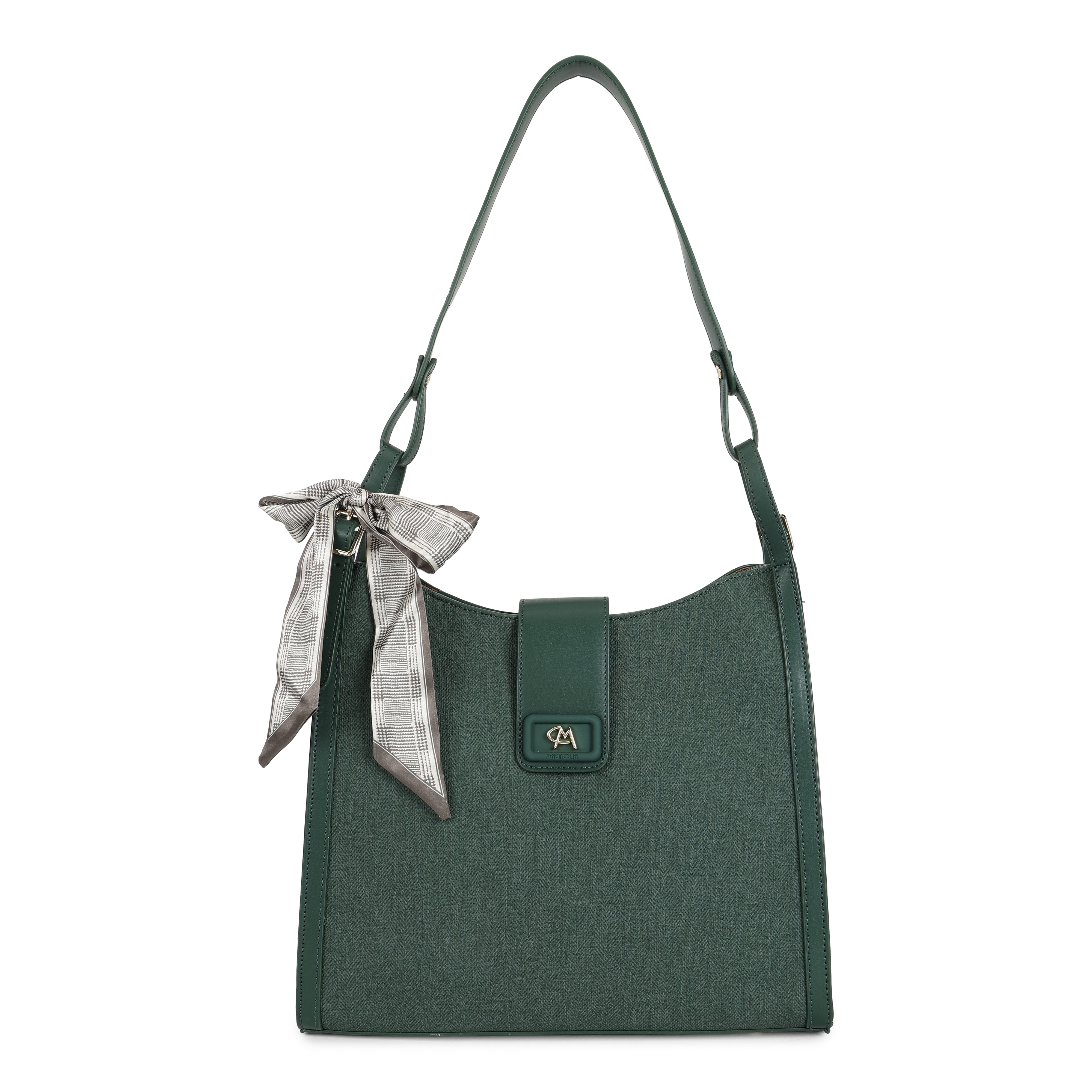 Magnolia PU Leather Women Green Shoulder Bag