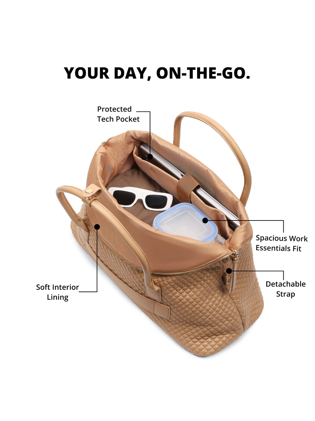 Magnolia Khaki PU Leather Quilted One Size Unisex Duffle Bag