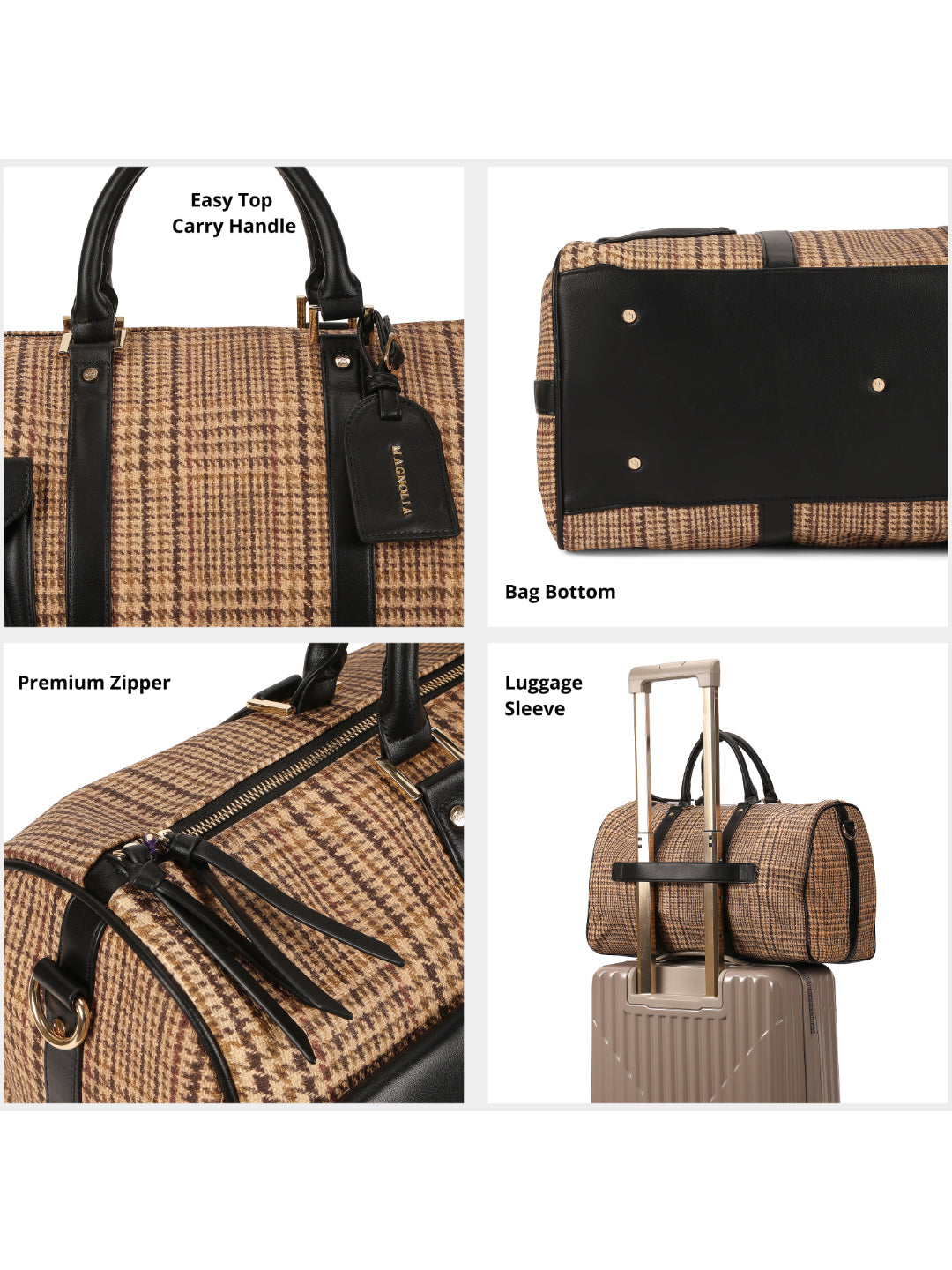 Magnolia Black PU Leather Textured One Size Unisex Duffle Bag