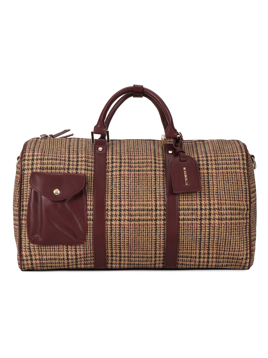 Magnolia Wine red PU Leather Textured One Size Unisex Duffle Bag