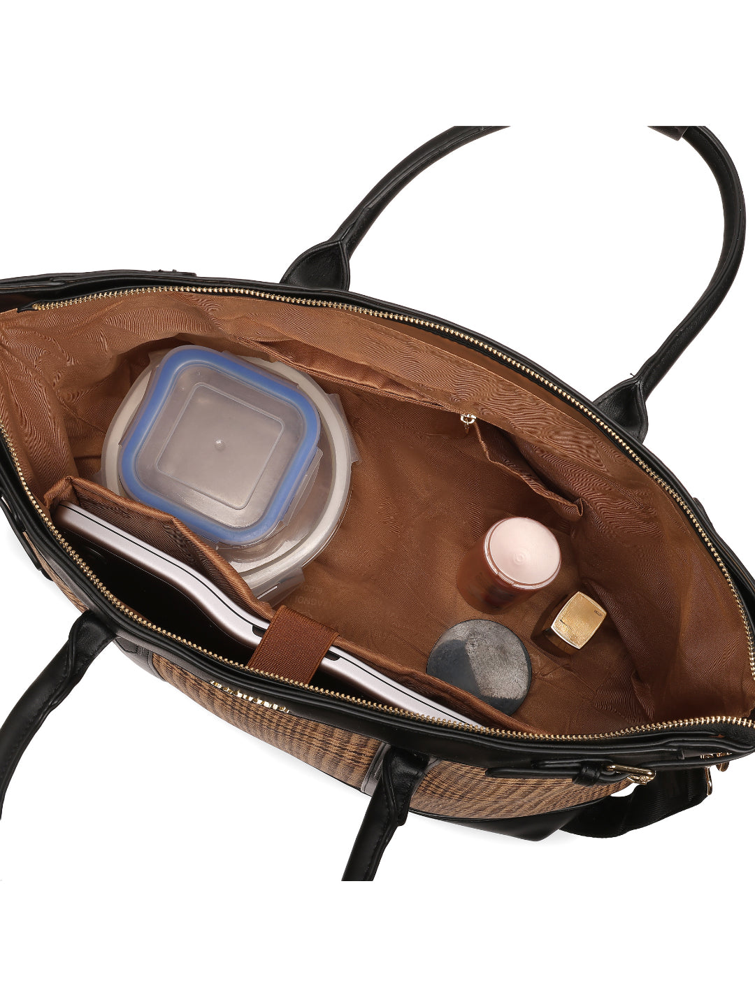 Magnolia Black PU Leather Textured One Size Unisex Tote