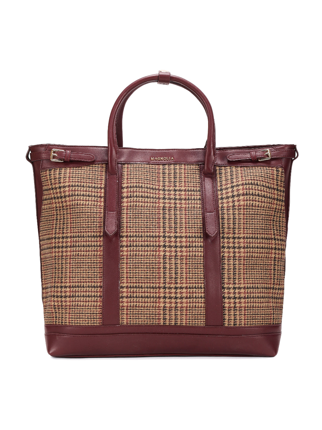 Magnolia Wine red PU Leather Textured One Size Unisex Tote