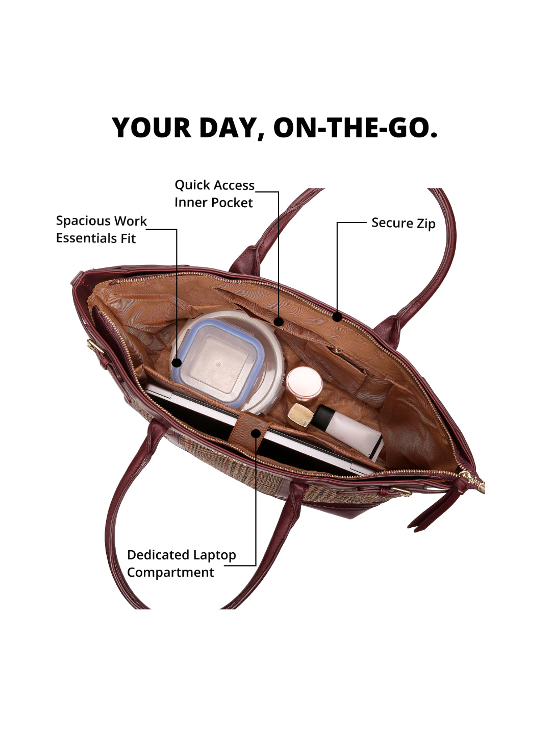 Magnolia Wine red PU Leather Textured One Size Unisex Tote