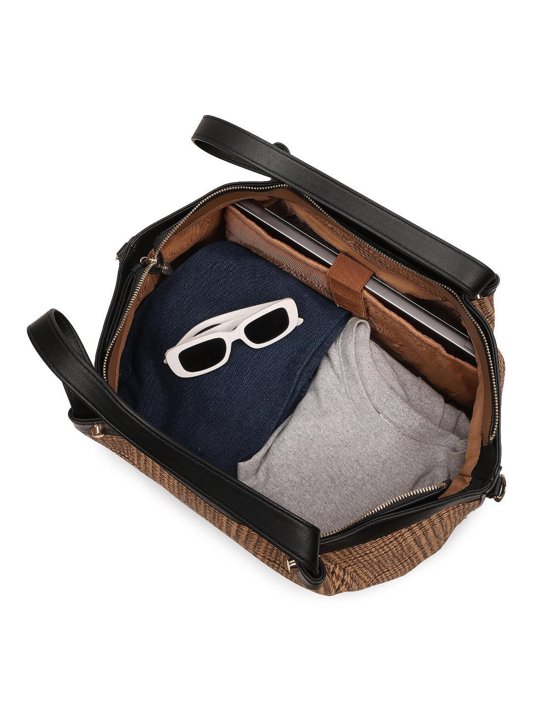 Magnolia Black PU Leather Textured One Size Unisex Tote