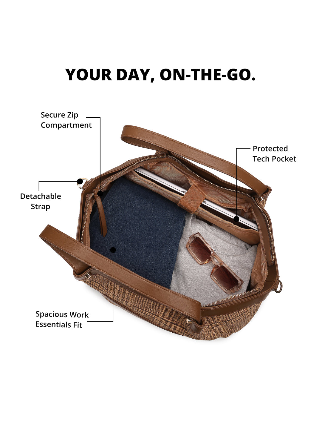 Magnolia Brown PU Leather Textured One Size Unisex Tote