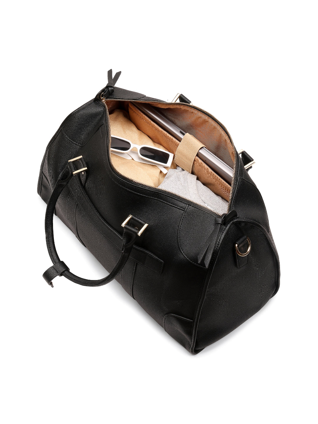 Magnolia Black PU Leather Solid One Size Unisex Duffle Bag