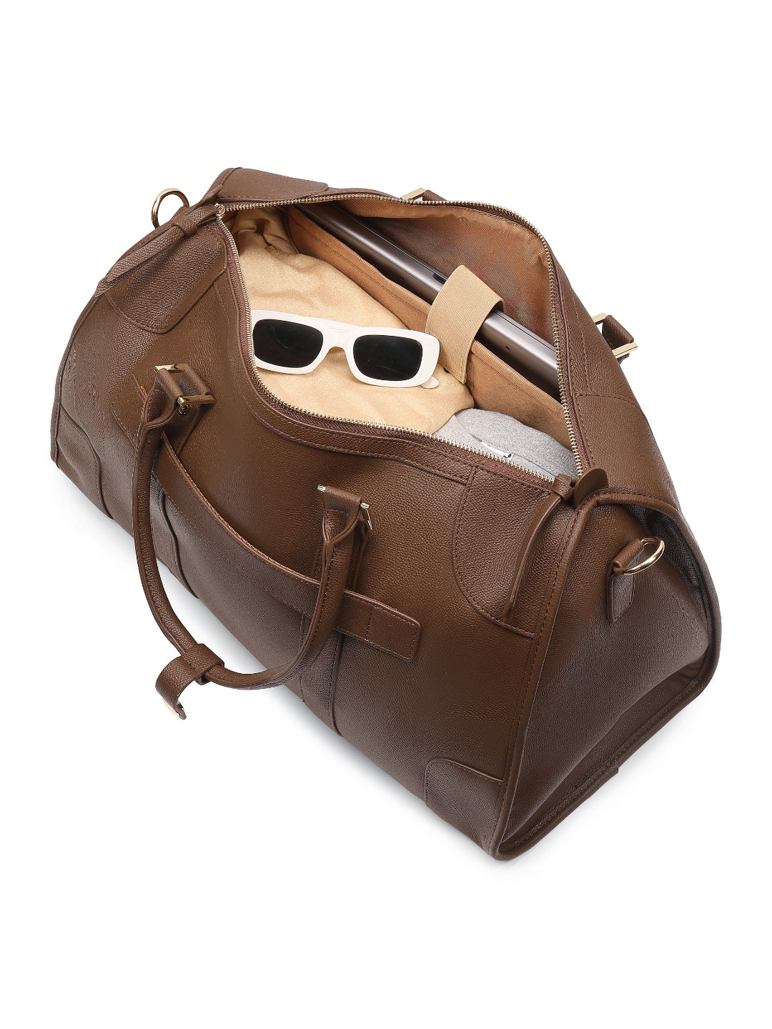 Magnolia Coffee PU Leather Solid One Size Unisex Duffle Bag