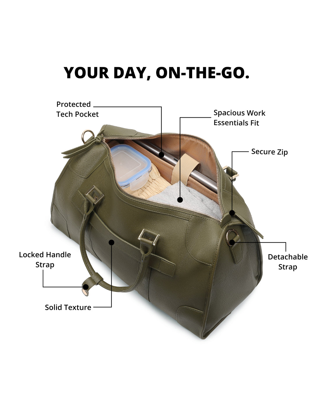 Magnolia Green PU Leather Solid One Size Unisex Duffle Bag